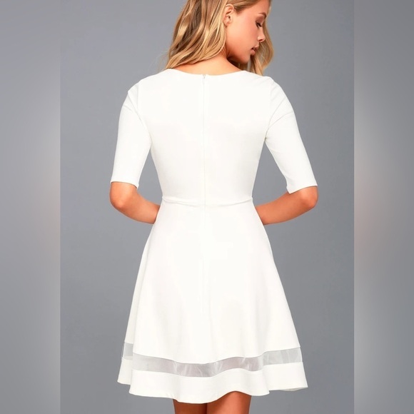 Lulus Sheer Factor Mesh Skater‎ Dress in White Size Medium - Picture 2 of 10